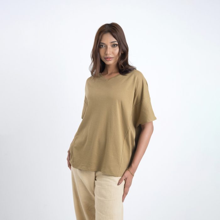 Women’s Olive Green Half Sleeve T-Shirt - Image 2