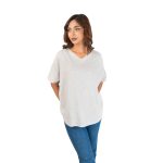 Women’s Heather Grey Relaxed V-Neck Drop Shoulder Tee - Image 2