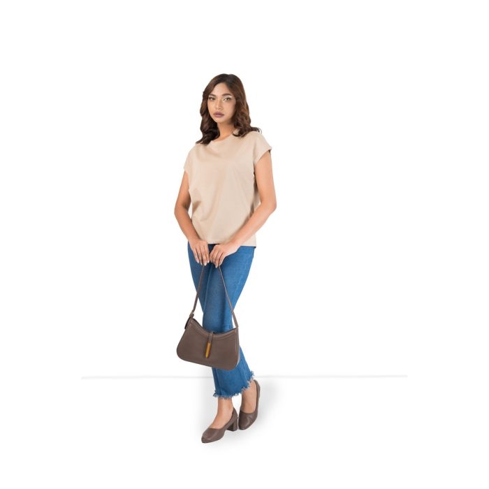 Essential Cotton Crew Neck Tee-Sand Beige - Image 4