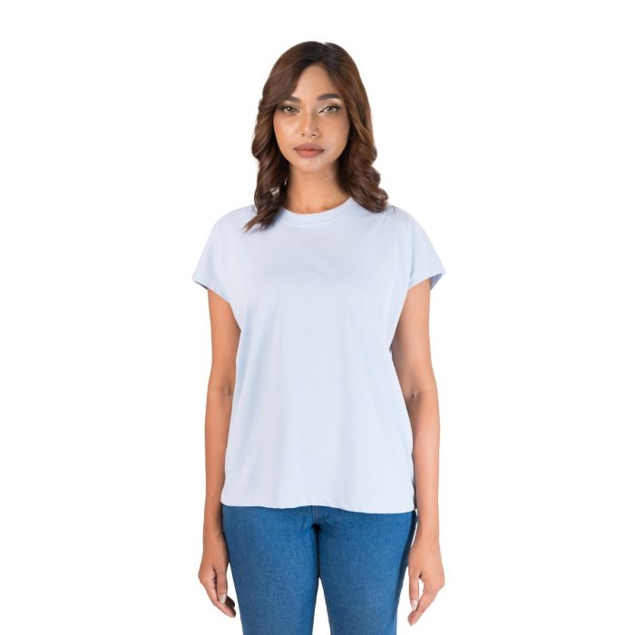Essential Cotton Crew Neck Tee - Ice Blue - Image 1