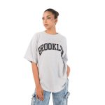 BROOKLYN Oversized Tee – Heather Gray/Black - Image 2