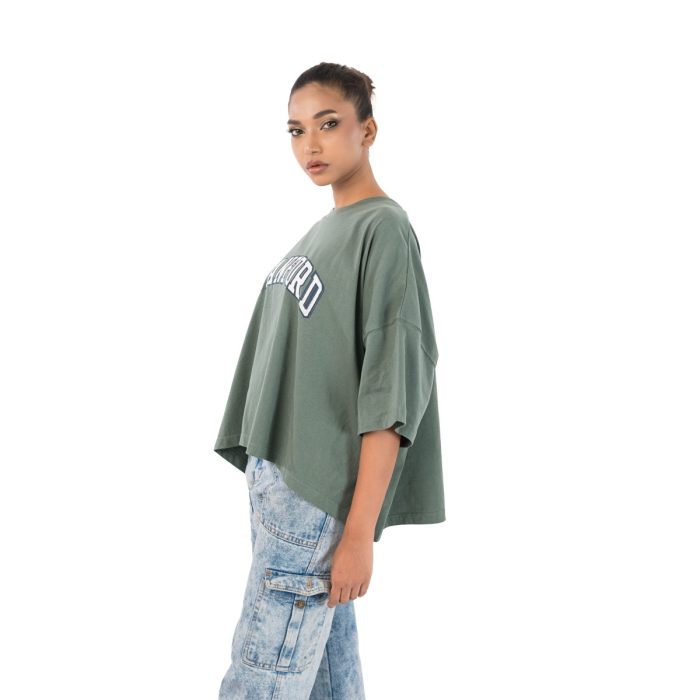 Women's Oversized "Stanford" Graphic Tee – Sage Green - Image 3