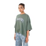 Women's Oversized "Stanford" Graphic Tee – Sage Green - Image 4