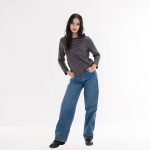 Women’s Long Sleeve Brown & Black Striped T-Shirt