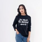 Women’s Black Graphic Long Sleeve T-Shirt