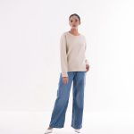 Women’s Beige Embossed Textured Winter Sweater - Image 2