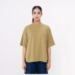 Women’s Oversized Olive Green Striped T-Shirt