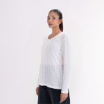 Women’s White Textured Long Sleeve Cotton - Image 3