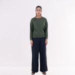 Olive Green Textured Cotton Sweatshirt for Women - Image 3