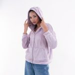 Women’s Premium Lavender Velour Zip-Up Hoodie