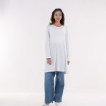 Women’s White Long Sleeve Textured Cotton Tunic - Image 2