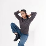 Women’s Long Sleeve Brown & Black Striped T-Shirt - Image 4