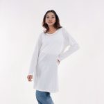Women’s White Long Sleeve Textured Cotton Tunic - Image 3