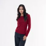 Women’s Maroon Textured Long Sleeve Cotton