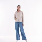 Women’s Premium Beige Velour Zip-Up Hoodie - Image 2