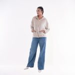 Women’s Premium Beige Velour Zip-Up Hoodie - Image 4