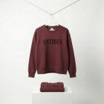 Maroon Crewneck Sweatshirt with Black “Antibes” Print | Premium Cotton Casual Wear
